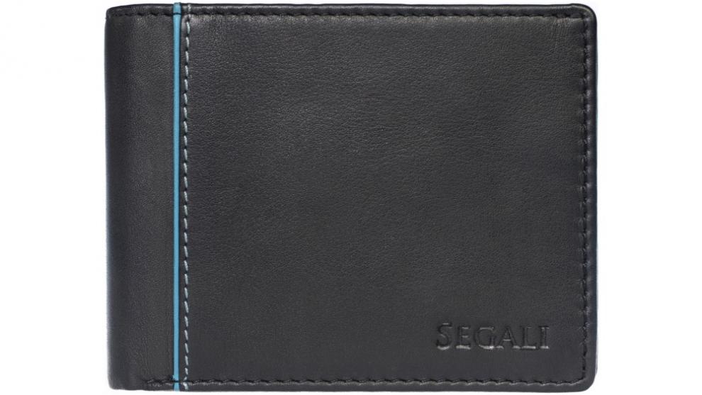 Pánská kožená peněženka SEGALI 2737 černá/tyrkysová