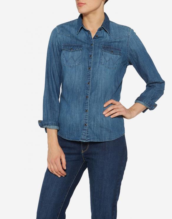 Dámská jeansová košile WRANGLER Western Indigo W50457P8E