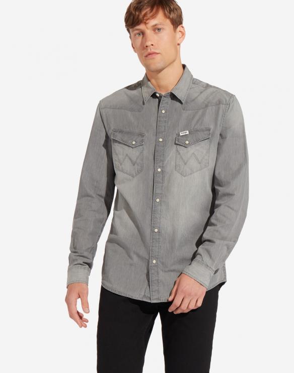 Pánská jeansová košile WRANGLER Grey Bleached W5974SW9Z
